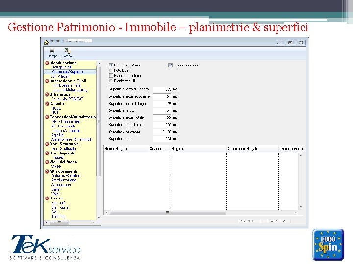 Gestione Patrimonio - Immobile – planimetrie & superfici ******* 