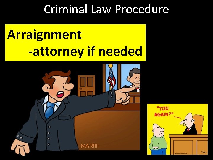 Criminal Law Procedure Arraignment -attorney if needed 