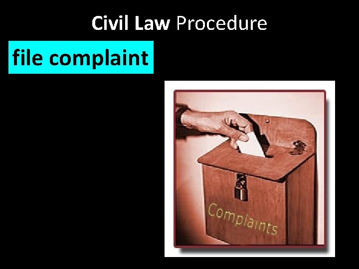 Civil Law Procedure file complaint 