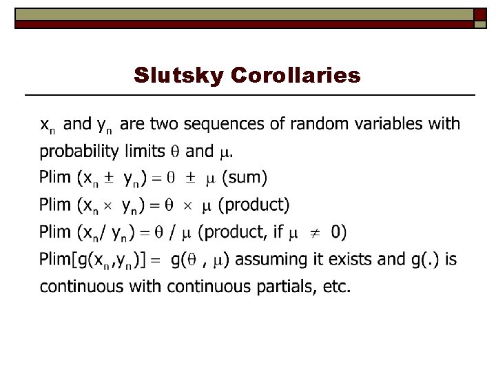 Slutsky Corollaries 