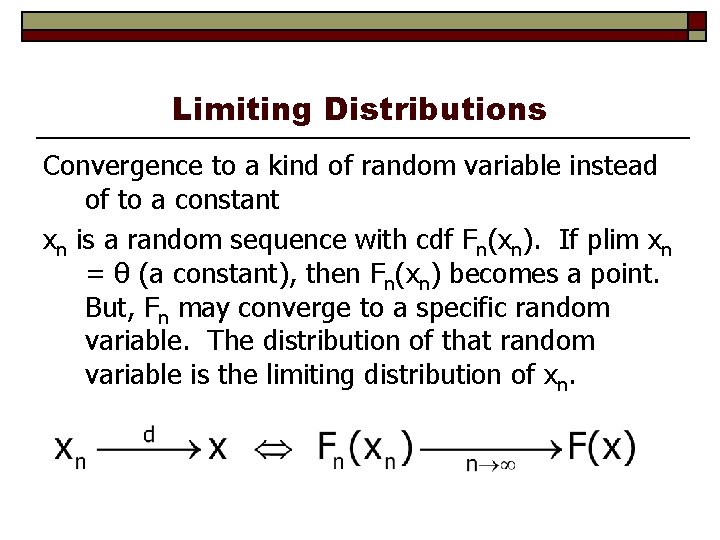 Limiting Distributions Convergence to a kind of random variable instead of to a constant