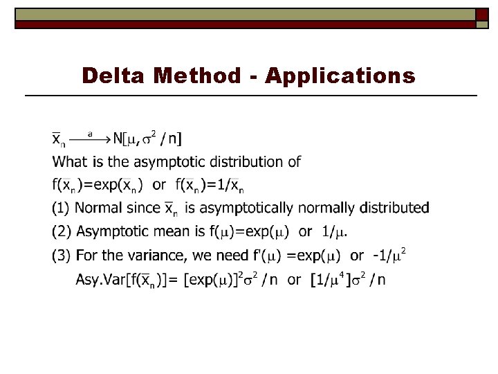 Delta Method - Applications 