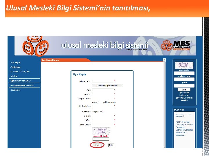 Ulusal Meslekî Bilgi Sistemi’nin tanıtılması, 