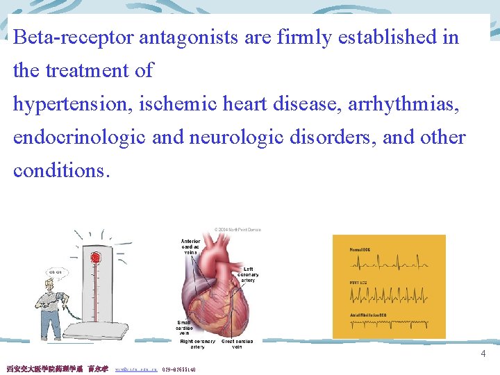 Beta-receptor antagonists are firmly established in the treatment of hypertension, ischemic heart disease, arrhythmias,