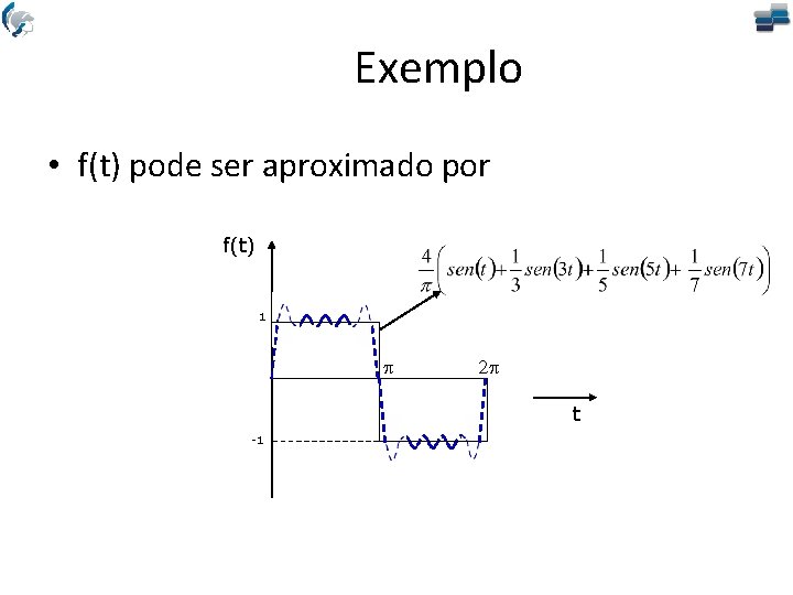 Exemplo • f(t) pode ser aproximado por f(t) 1 p 2 p t -1