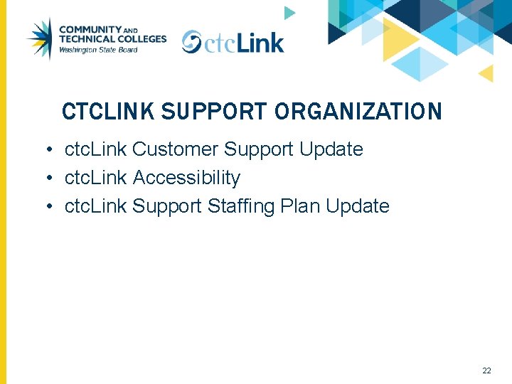 CTCLINK SUPPORT ORGANIZATION • ctc. Link Customer Support Update • ctc. Link Accessibility •