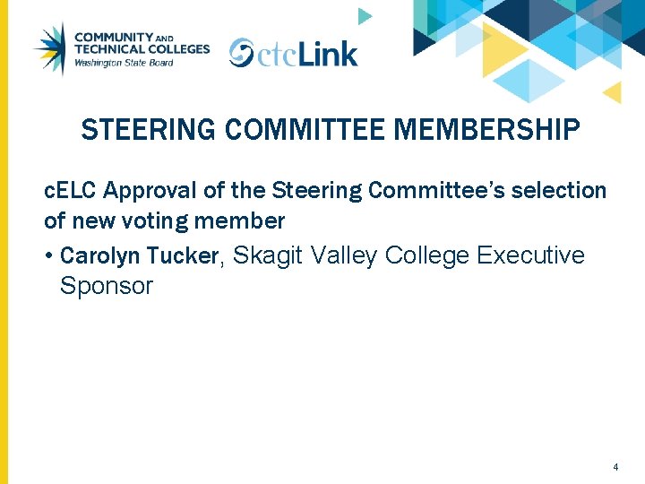 STEERING COMMITTEE MEMBERSHIP c. ELC Approval of the Steering Committee’s selection of new voting
