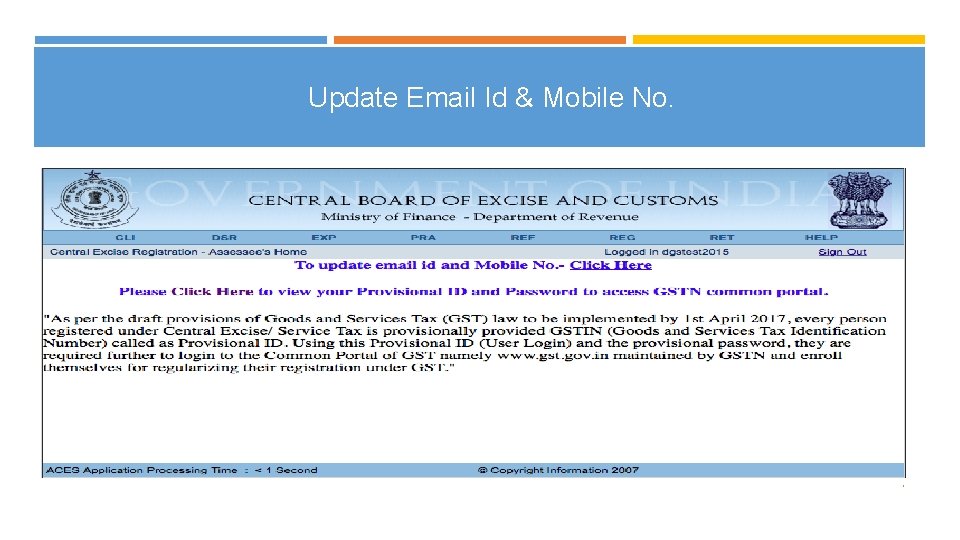 Update Email Id & Mobile No. 7 