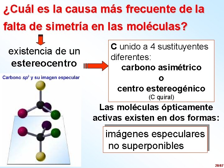 ¿Cuál es la causa más frecuente de la falta de simetría en las moléculas?