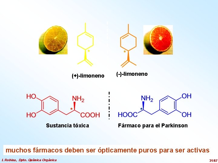 * (+)-limoneno * Sustancia tóxica * (-)-limoneno * Fármaco para el Parkinson muchos fármacos