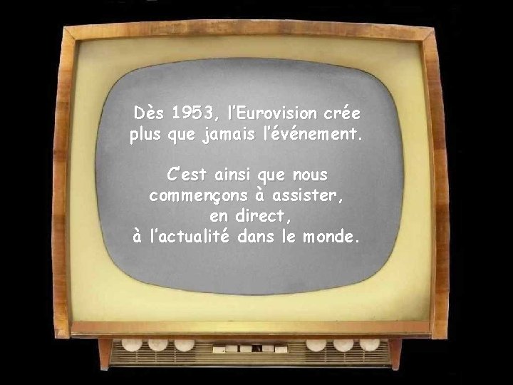 Dès 1953, l’Eurovision crée plus que jamais l’événement. C’est ainsi que nous commençons à