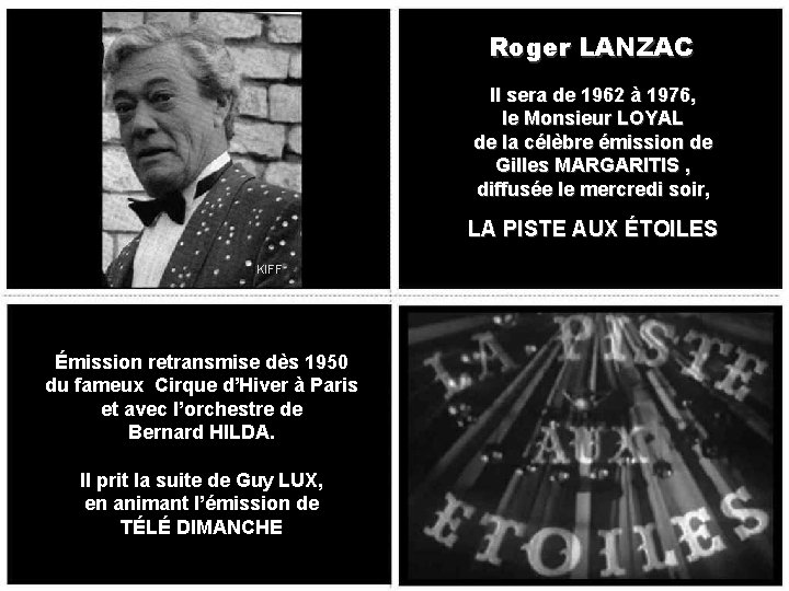 Roger LANZAC Il sera de 1962 à 1976, le Monsieur LOYAL de la célèbre