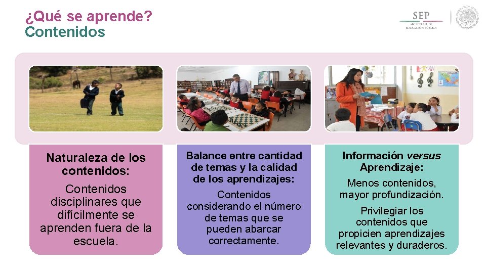 ¿Qué se aprende? Contenidos Naturaleza de los contenidos: Contenidos disciplinares que difícilmente se aprenden ¿Qué se aprende? Contenidos Naturaleza de los contenidos: Contenidos disciplinares que difícilmente se aprenden