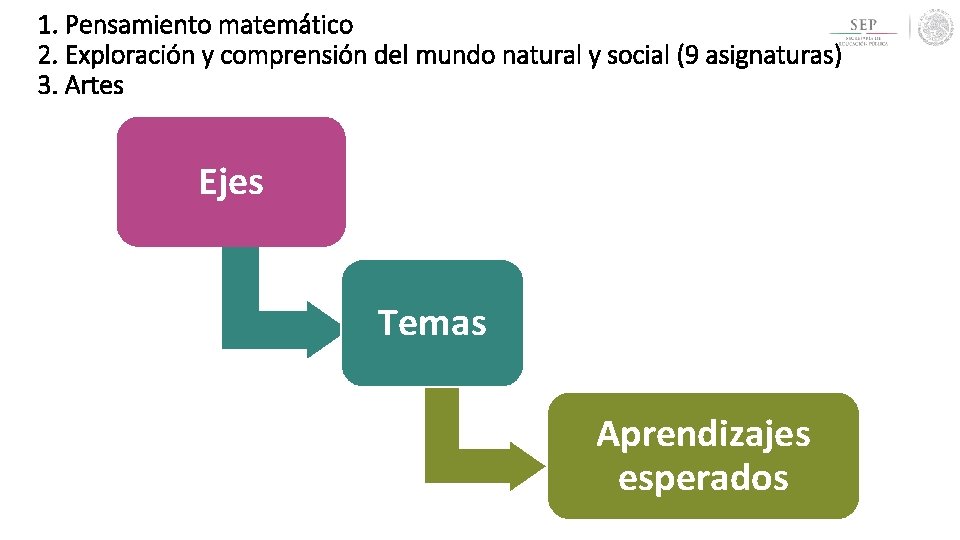 1. Pensamiento matemático 2. Exploración y comprensión del mundo natural y social (9 asignaturas) 1. Pensamiento matemático 2. Exploración y comprensión del mundo natural y social (9 asignaturas)