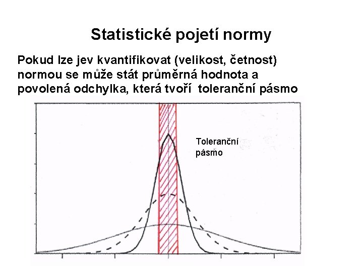 Statistické pojetí normy Pokud lze jev kvantifikovat (velikost, četnost) normou se může stát průměrná