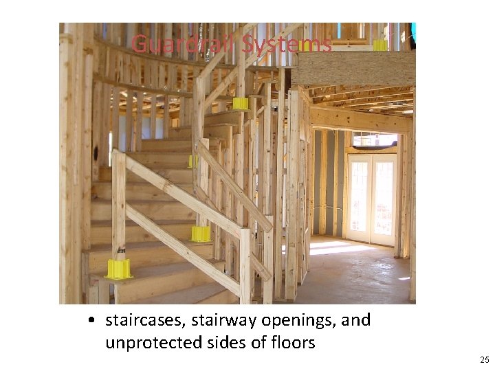 Guardrail Systems • staircases, stairway openings, and unprotected sides of floors 25 