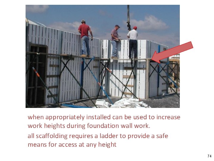 when appropriately installed can be used to increase work heights during foundation wall work.