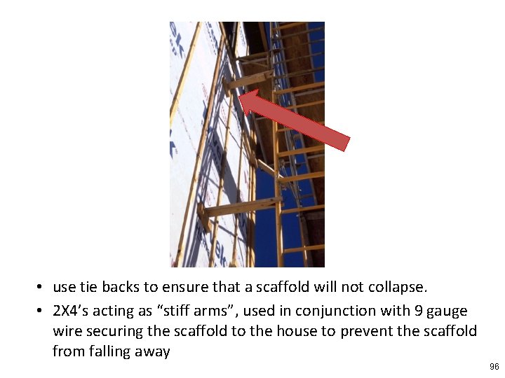 • use tie backs to ensure that a scaffold will not collapse. •