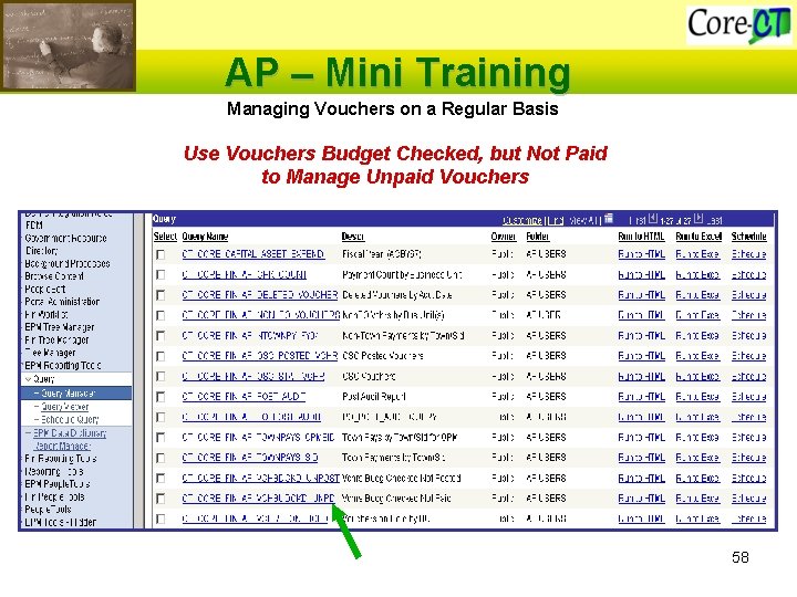 AP – Mini Training Managing Vouchers on a Regular Basis Use Vouchers Budget Checked,