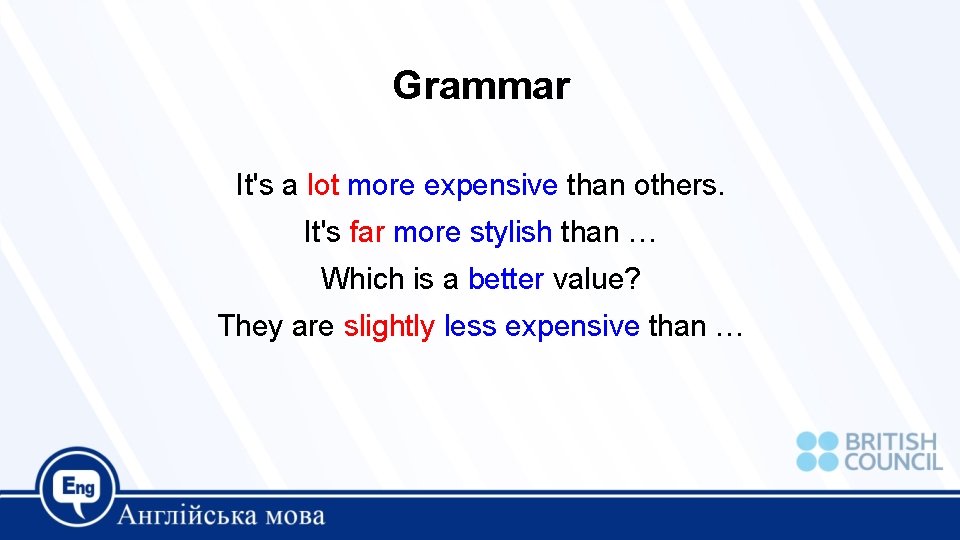 Grammar It's a lot more expensive than others. It's far more stylish than …