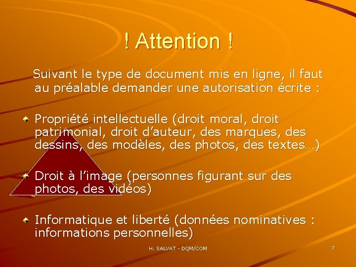 ! Attention ! Suivant le type de document mis en ligne, il faut au