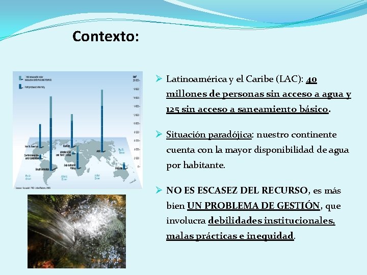 Contexto: Ø Latinoamérica y el Caribe (LAC): 40 millones de personas sin acceso a