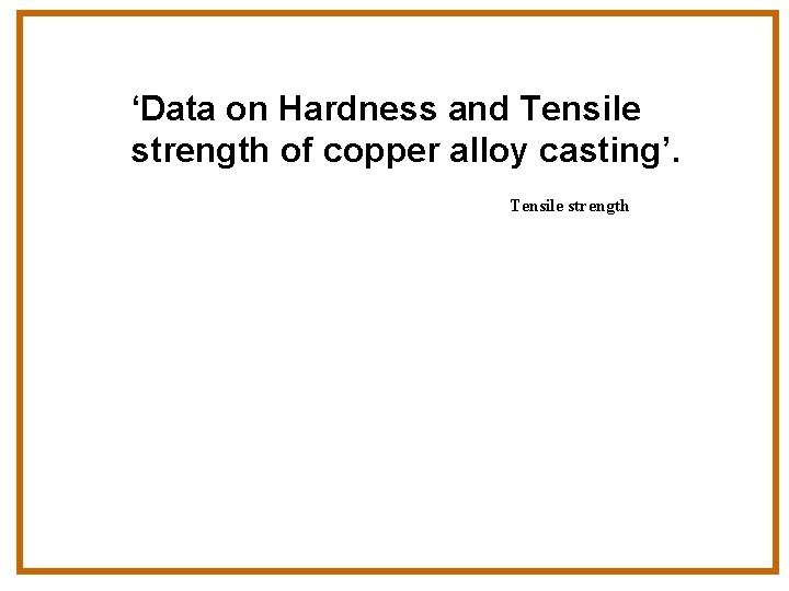 ‘Data on Hardness and Tensile strength of copper alloy casting’. Tensile strength 