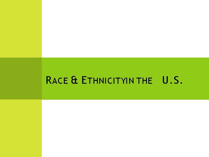 R ACE & E THNICITYIN THE U. S. 