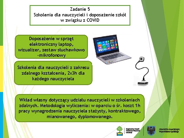 Zadanie 5 Szkolenia dla nauczycieli i doposażenie szkół w związku z COVID Doposażenie w