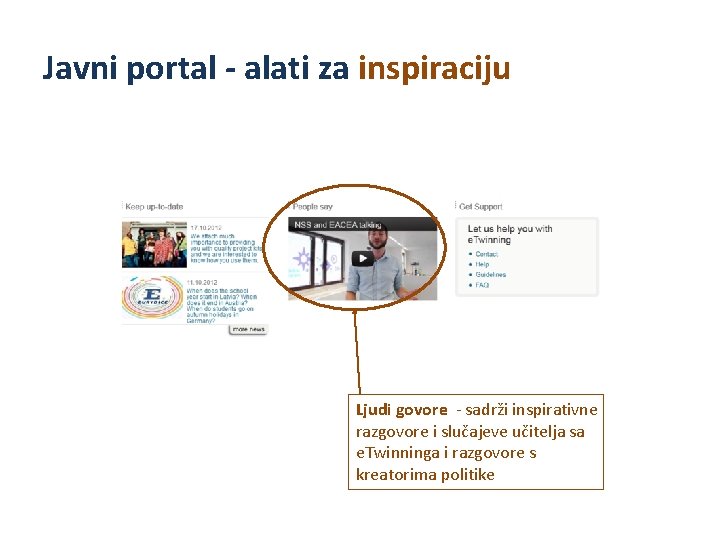 Javni portal - alati za inspiraciju Ljudi govore - sadrži inspirativne razgovore i slučajeve