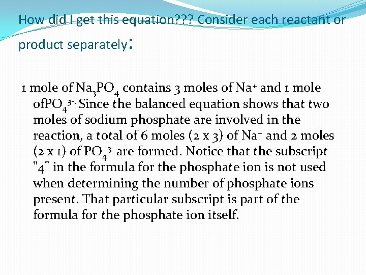 How did I get this equation? ? ? Consider each reactant or product separately