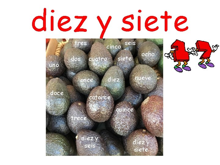 diez y siete tres uno dos cinco doce ocho siete cuatro once seis nueve