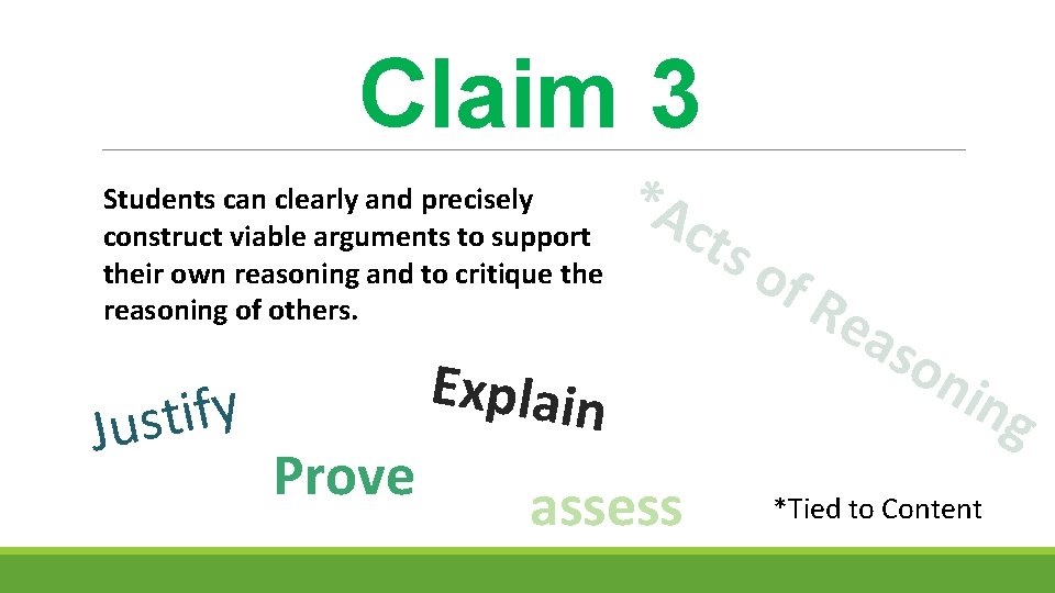 Claim 3 Students can clearly and precisely construct viable arguments to support their own