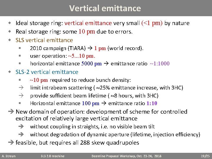 Vertical emittance w Ideal storage ring: vertical emittance very small (<1 pm) by nature