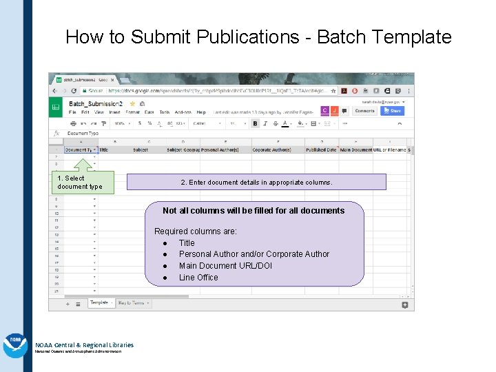 How to Submit Publications - Batch Template 1. Select document type 2. Enter document