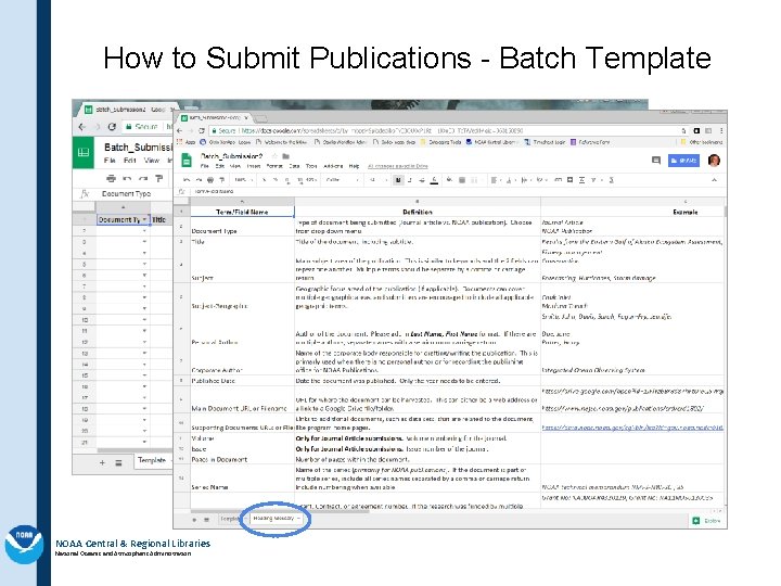 How to Submit Publications - Batch Template NOAA Central & Regional Libraries National Oceanic