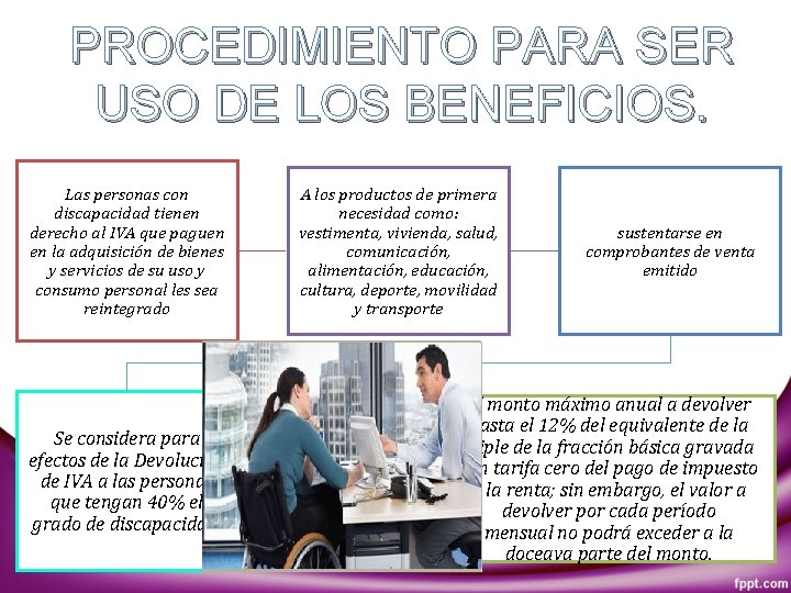 PROCEDIMIENTO PARA SER USO DE LOS BENEFICIOS. Las personas con discapacidad tienen derecho al