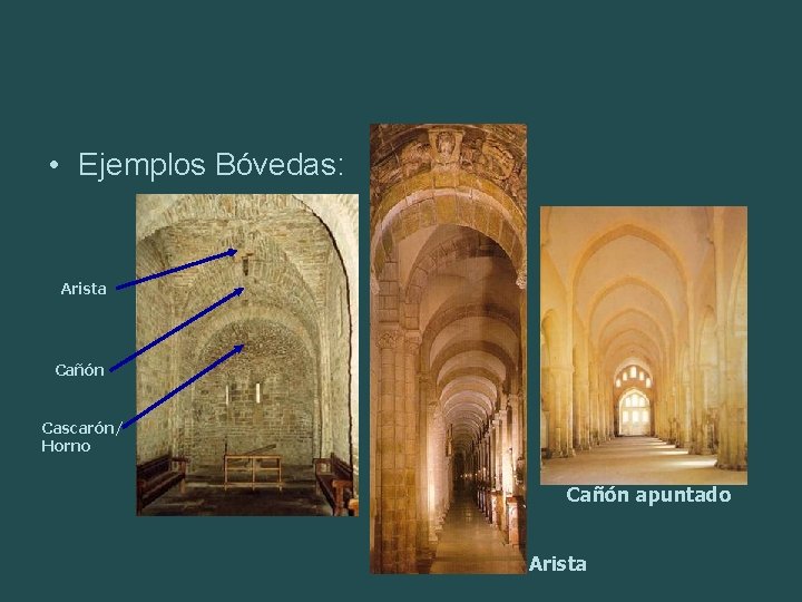  • Ejemplos Bóvedas: Arista Cañón Cascarón/ Horno Cañón apuntado Arista 