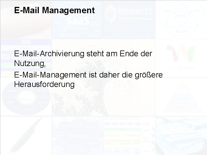E-Mail Management E-Mail-Archivierung steht am Ende der Nutzung, E-Mail-Management ist daher die größere Herausforderung