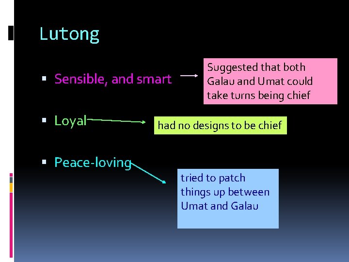 Lutong Sensible, and smart Loyal Peace-loving Suggested that both Galau and Umat could take