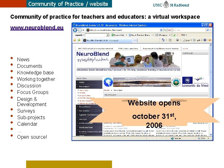 Community of Practice / website Community of practice for teachers and educators: a virtual