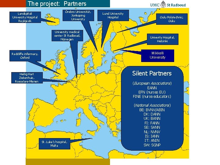 The project: Partners Landspitali University Hospital Reykjavik Örebro Universität, Jonkoping University medical center St