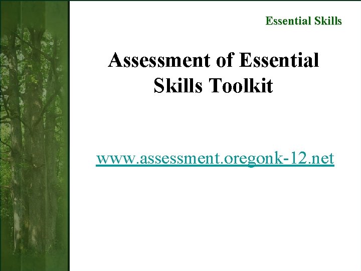 Essential Skills Assessment of Essential Skills Toolkit www. assessment. oregonk-12. net 