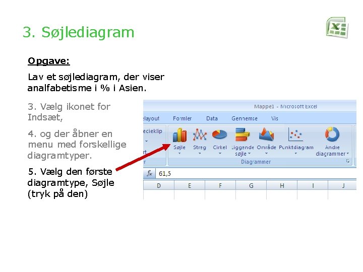 3. Søjlediagram Opgave: Lav et søjlediagram, der viser analfabetisme i % i Asien. 3.