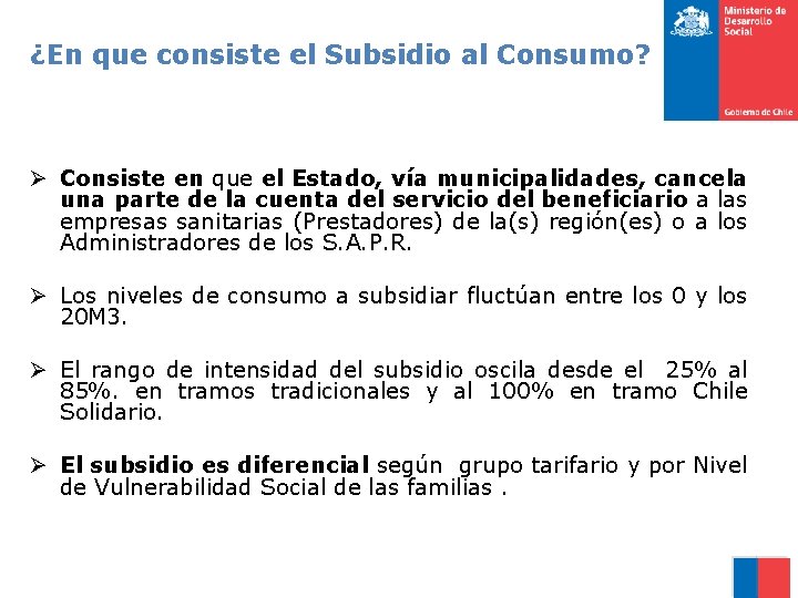 ¿En que consiste el Subsidio al Consumo? Ø Consiste en que el Estado, vía