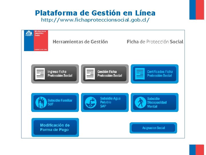 Plataforma de Gestión en Línea http: //www. fichaproteccionsocial. gob. cl/ 