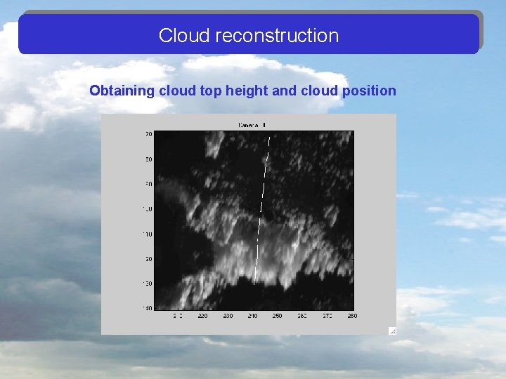 Cloud reconstruction Obtaining cloud top height and cloud position 