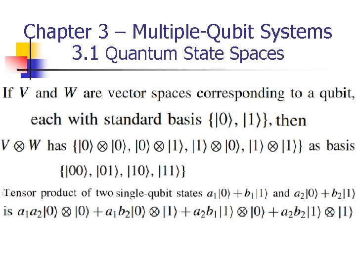 Chapter 3 – Multiple-Qubit Systems 3. 1 Quantum State Spaces 