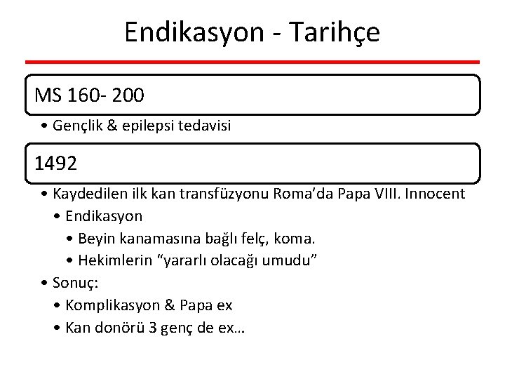 Endikasyon - Tarihçe MS 160 - 200 • Gençlik & epilepsi tedavisi 1492 •