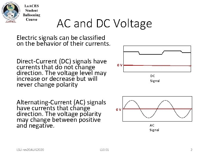 AC and DC Voltage Electric signals can be classified on the behavior of their AC and DC Voltage Electric signals can be classified on the behavior of their